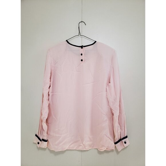 Vtg Talbots Womens 10 Blouse Lgt Pink Semi Sheer 100% Silk Back Button Career - Picture 2 of 5